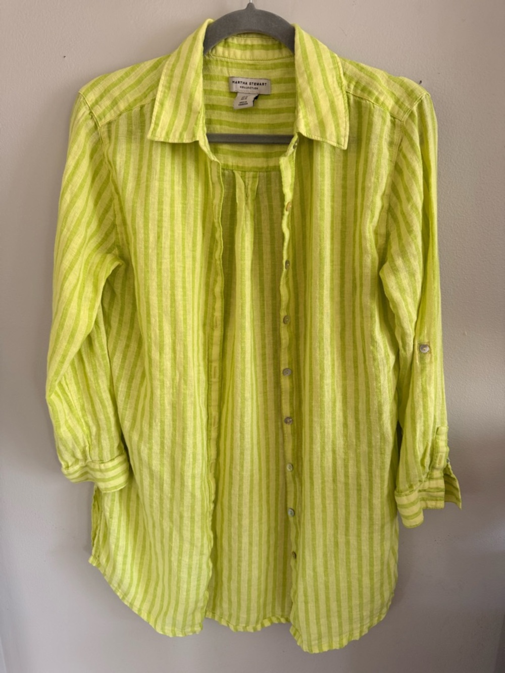 Martha Stewart Lime and Chartreuse Striped Top